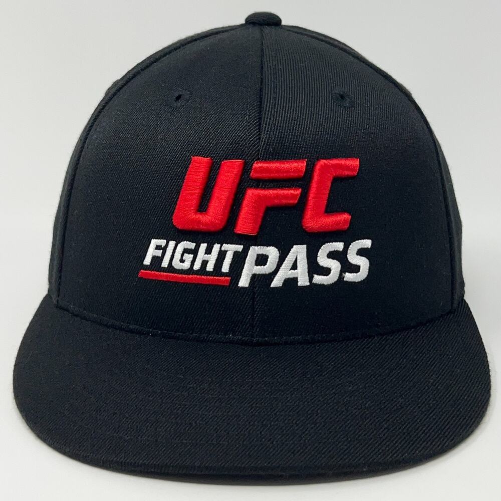 UFC Fight Pass Hat Baseball Cap MMA Mixed Martial Arts Black 210 Flex Fitted S-M